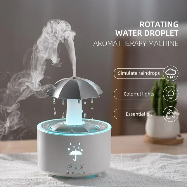 Youpin Creative Umbrella Water Drop Air Humidifier with Colorful Light Raindrop Aroma Essential Oil Diffuser Aromatherapy 2