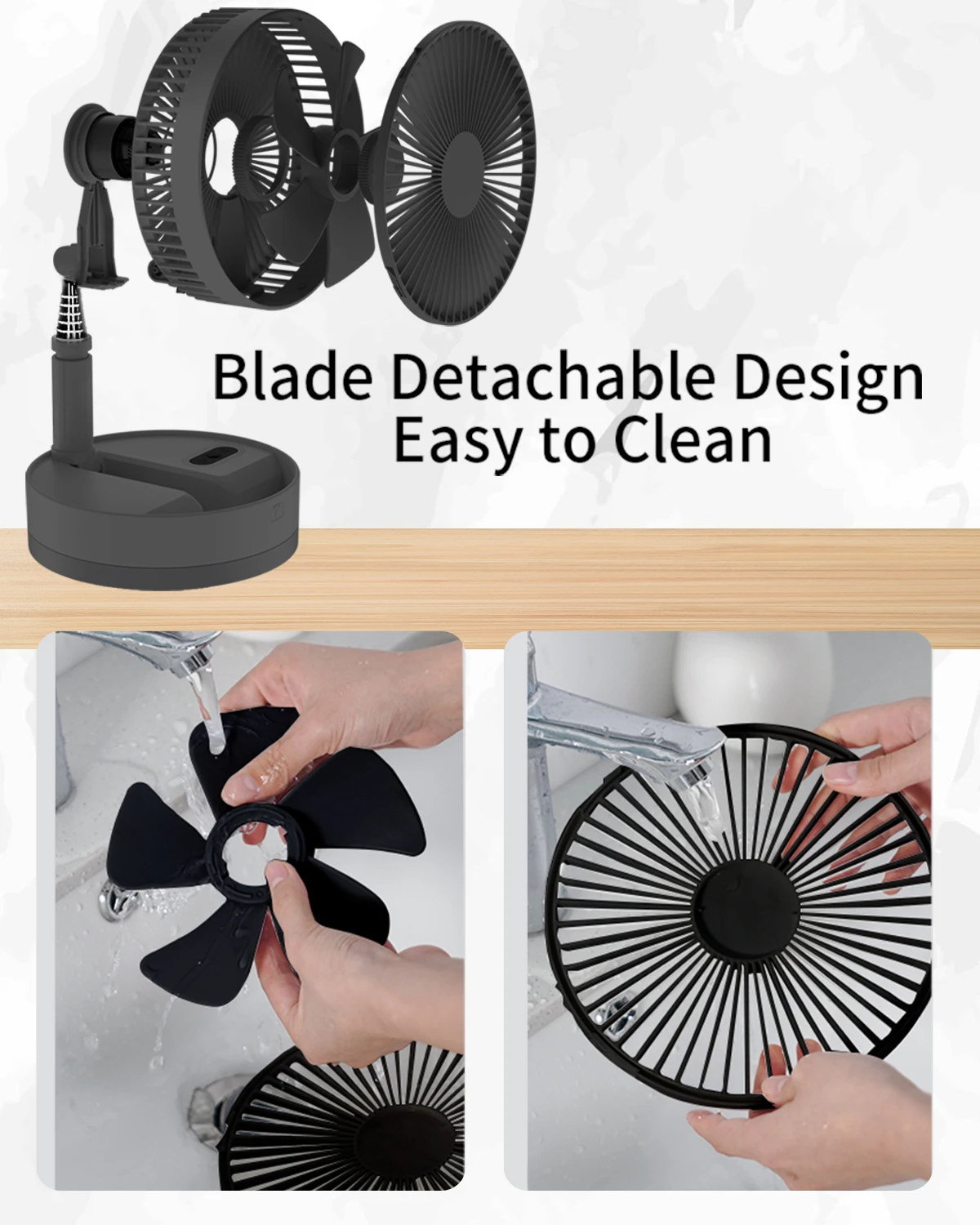 Foldable Fan Foldaway Oscillating with Remote Control, 10800mAh Battery Operated Fans, Portable for Outdoor, Courtyard, Beach 6