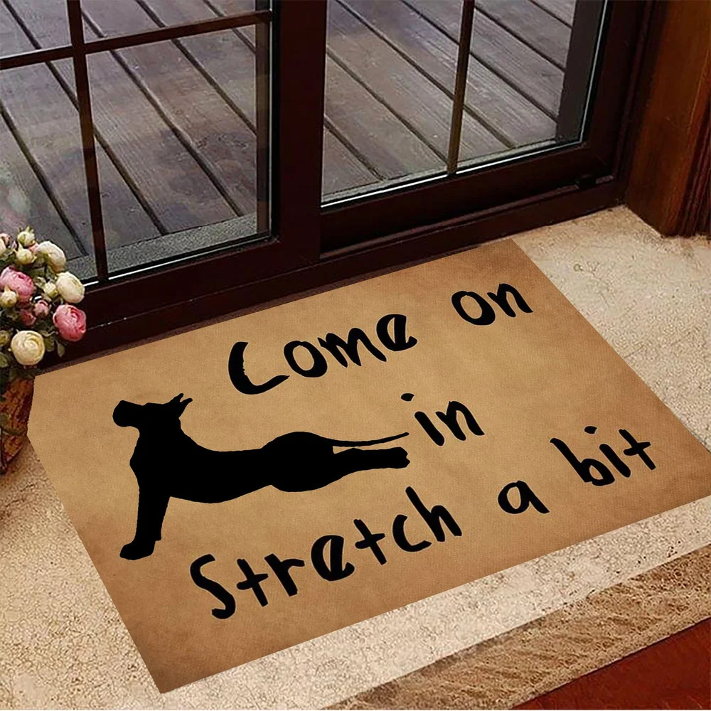 

CLOOCL Great Dane Come On In Stretch A Bit Yoga Doormat Indoor Door Mats Non-Slip Gifts For Dog Owners 3D Carpet Mat Home Decor