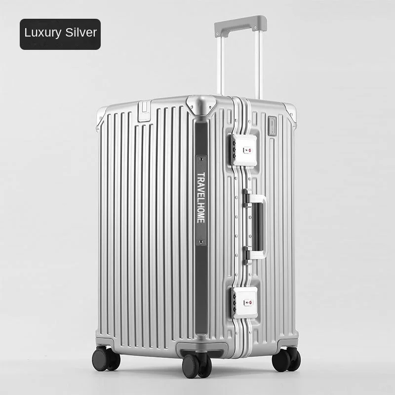 Suitcase Large Capacity  Aluminum Frame Portable Trolley Case USB Charging Business Travel Luggage Carrying case with cup holder