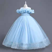 Robes de soirée pour filles, pour mariage, robe longue de demoiselle d'honneur, vêtements en Tulle pour enfants de 4 à 12 ans 3