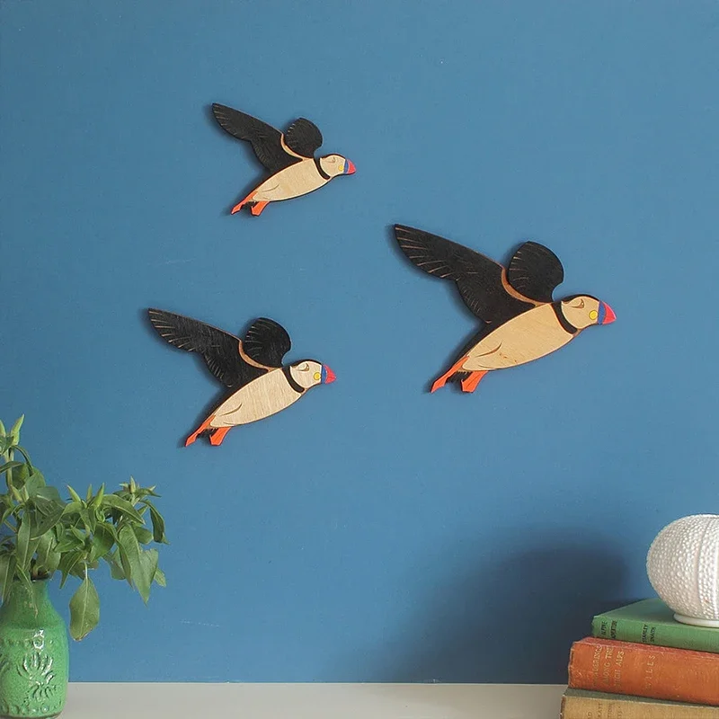 Wooden Bird Wall Decor 3Pcs Vintage Gothic Home Decor Living Room Bathroom Kitchen Decoration Indoor Outdoor Gift wooden bird wall decor