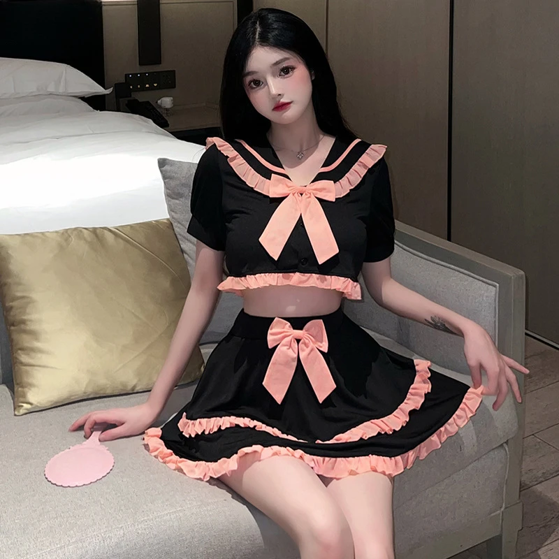 

18+ Sexy Lingerie Student Role Play Uniform Japanese Style Underwear JK Temptation Pure Desire Short Skirt Sailor Suit