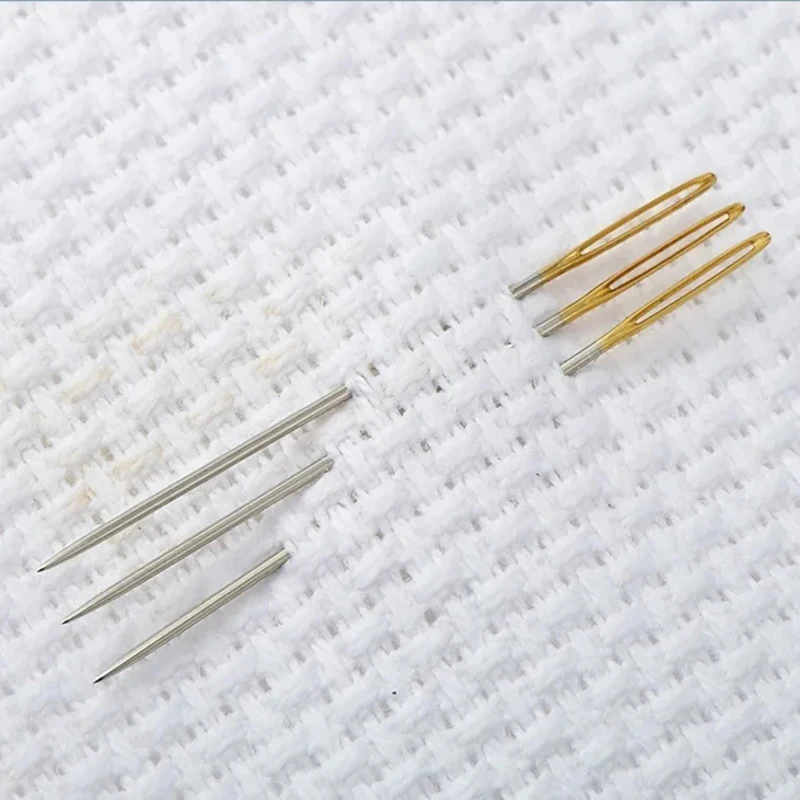 30 PCS Stainless Steel Cross Stitch Needles with Needle Threader Hand Stitching Needles Embroidery Home Sewing Needlework Tools