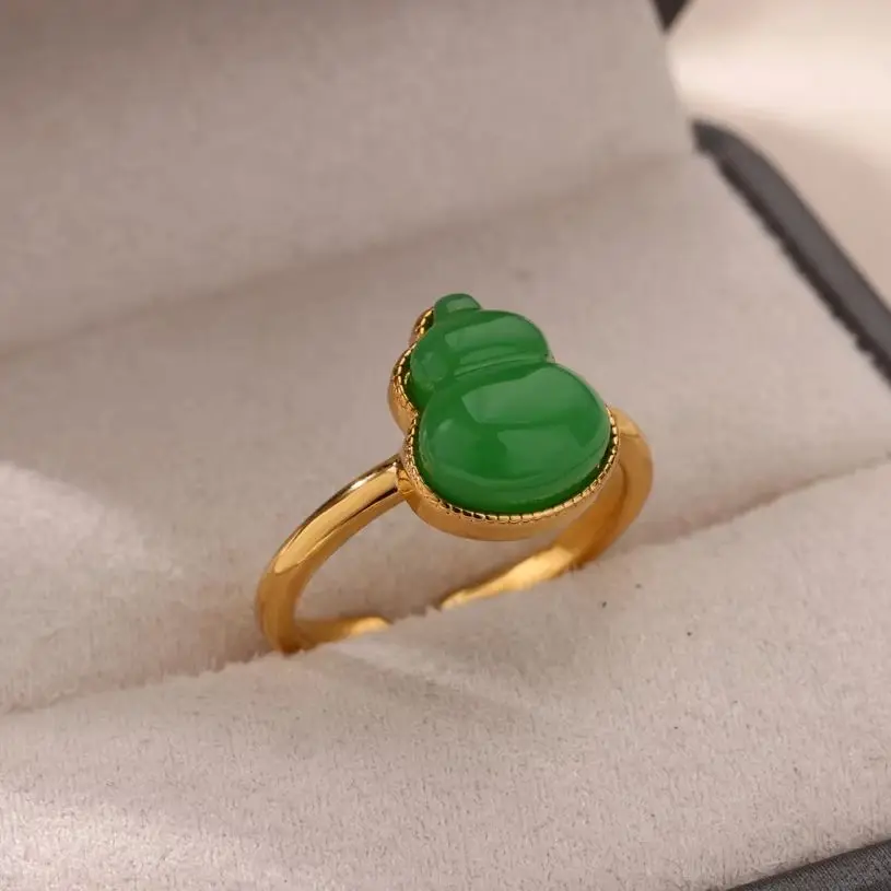 Stainless Steel Green Gourd Rings For Women