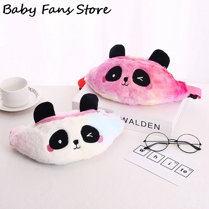 Lovely Panda Wallet Kids Girls Chest Bags Children's Fanny Pack Girls Waist Purse Gradient Color Plush Bags Cartoon Coin Purses