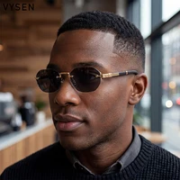 Lunettes de soleil carrées sans monture style punk pour hommes 2026 – Lunettes de soleil de luxe vintage sans cadre pour homme, monture petite, style hip-hop, pour l'extérieur 2