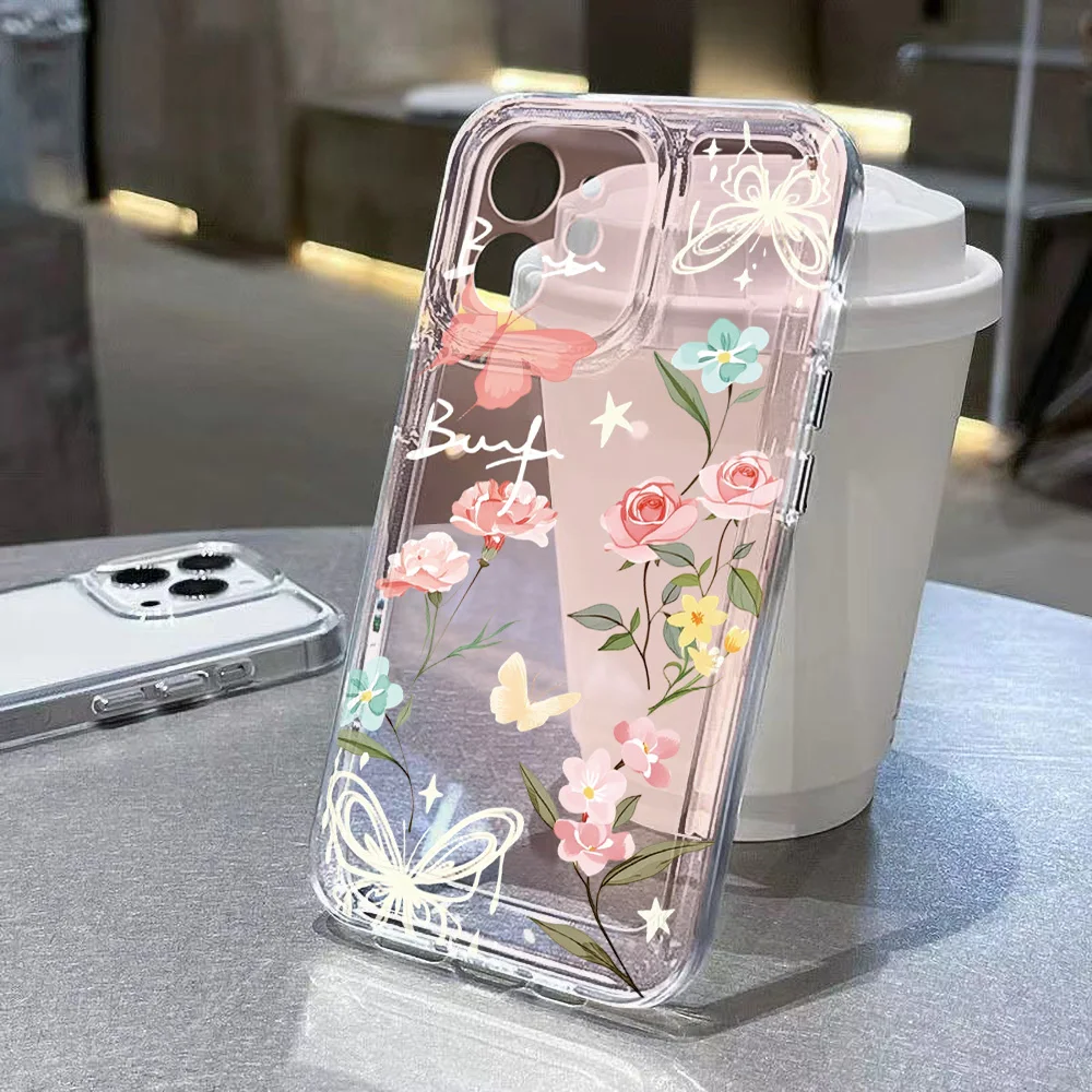 Elegant Gold Butterfly Transparent Phone Case - Soft TPU Cover