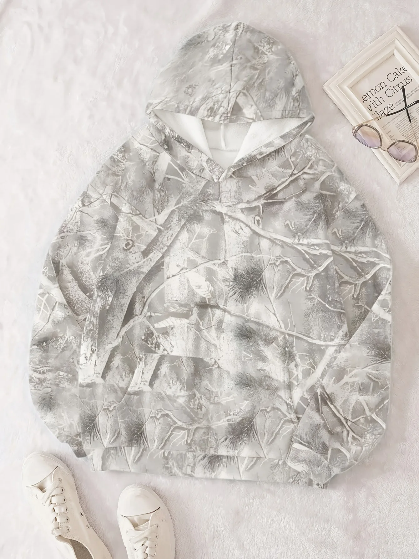 New Autumn and Winter Women's Clothing Retro Jungle Maple Branch Pattern Sweater Loose Casual Long Sleeve Pullover Hoodie