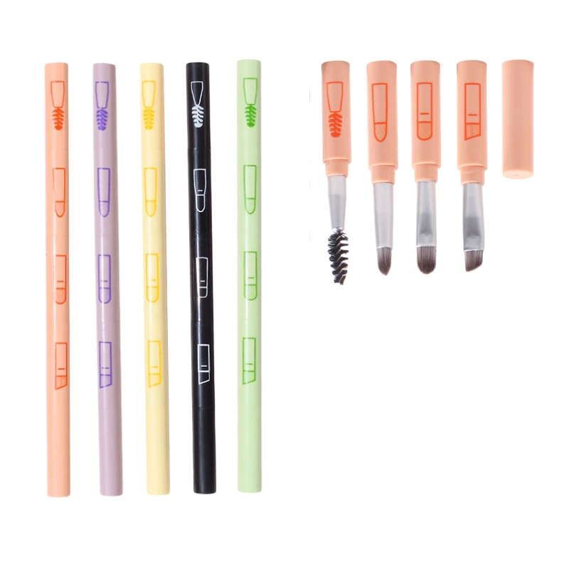 4 IN 1 Multifunctional Makeup Brushes Set Makeup Gadget Detachable Lip Eyeshadow Brush Sponge Eyeshadow Brush for Home Travel