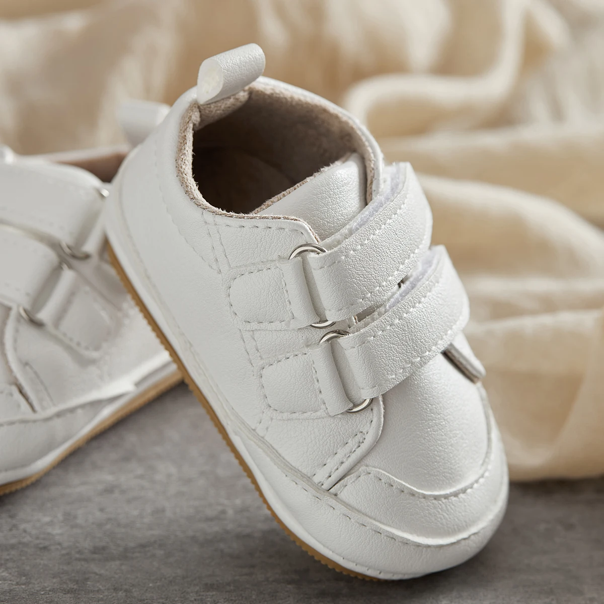 VISgogo Baby Boys Girls Shoes Moccasins Sneakers Solid Color/Contrast Color PU Leather Anti-Slip Sole Prewalker First Walker