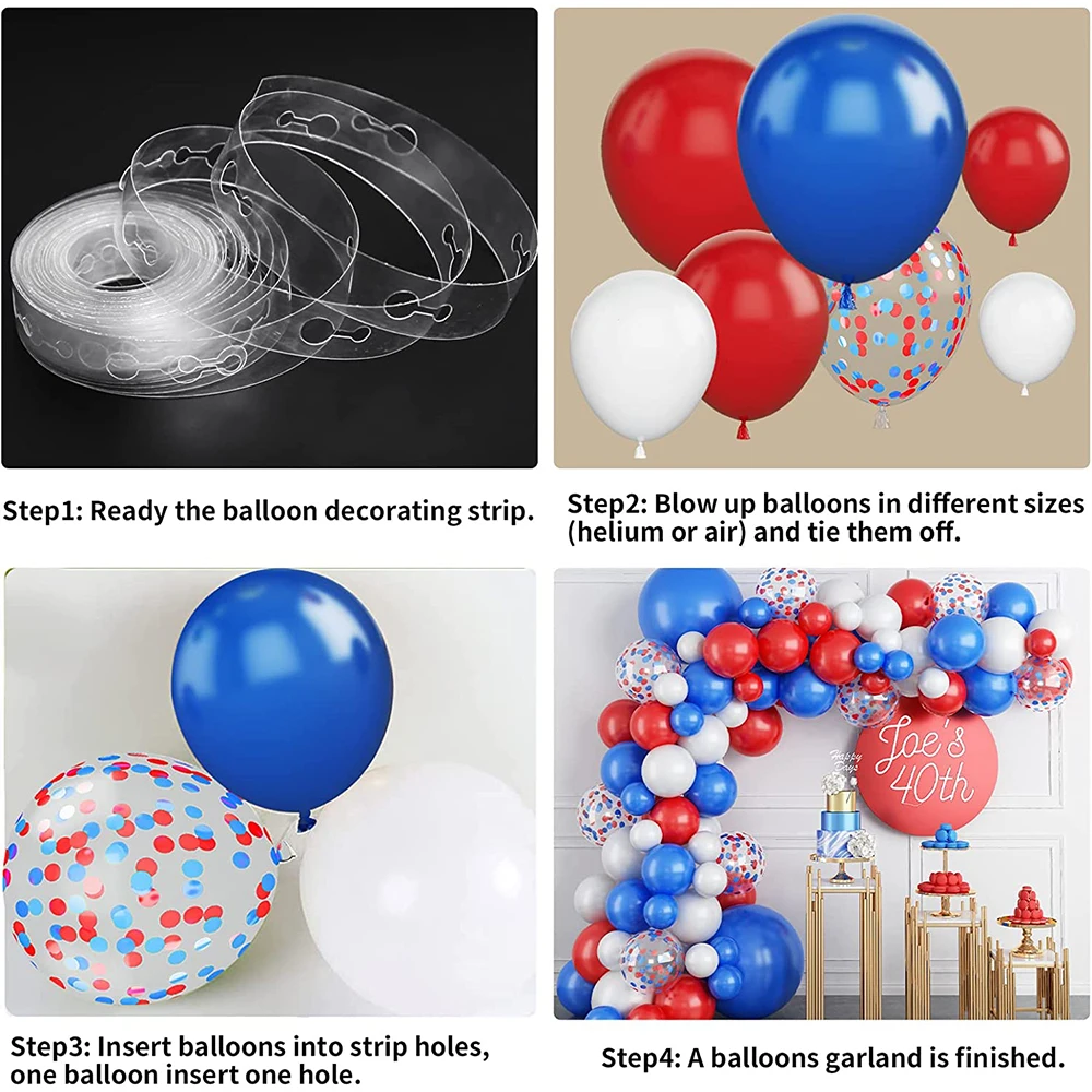 WedDecor Kit Per Arco Di Palloncini Blu, 125 Pezzi, Kit Con Palloncini