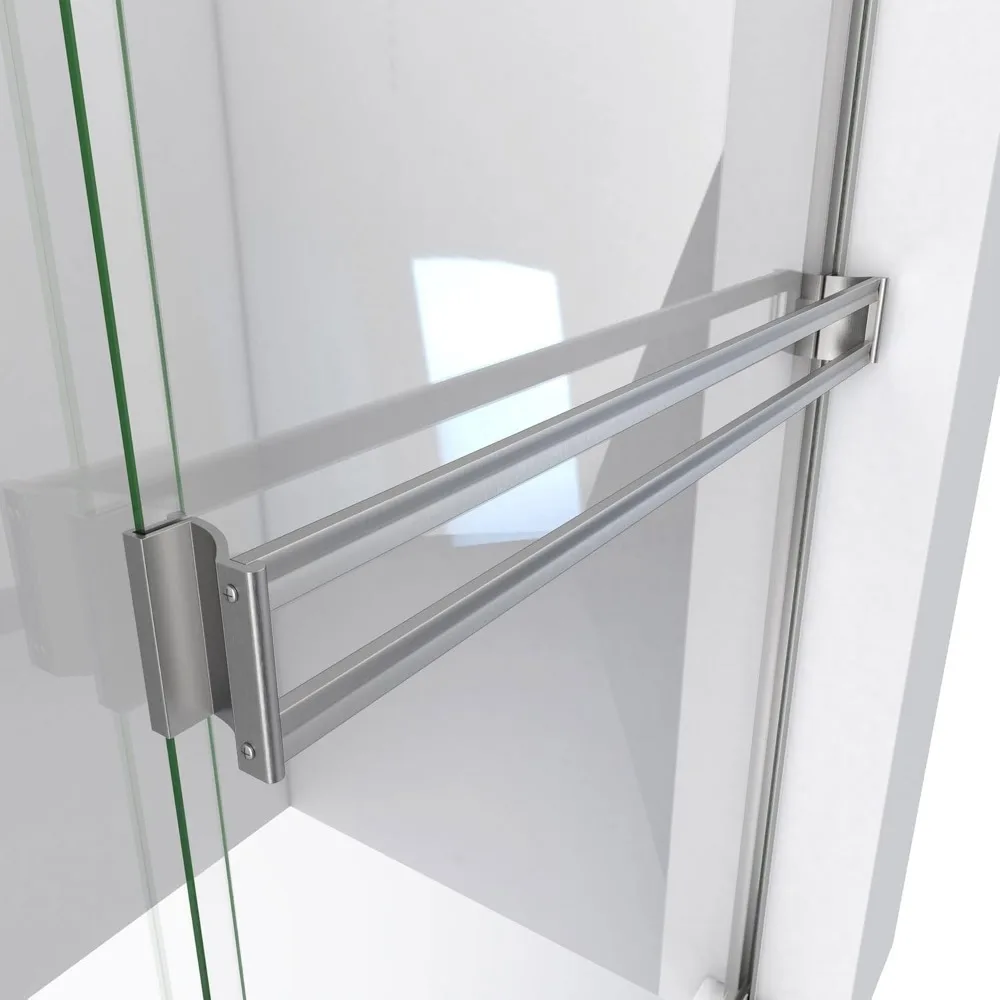 56-60 in W X 70 3/8 in. H Semi-Frameless Sliding Shower Door in Brushed Nickel and Clear Glass with 5mm Glass 4