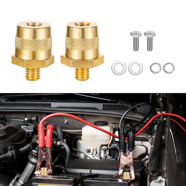 2 Bornes De Batterie M8 En Laiton - Adaptateur Positif/négatif Pour Voiture