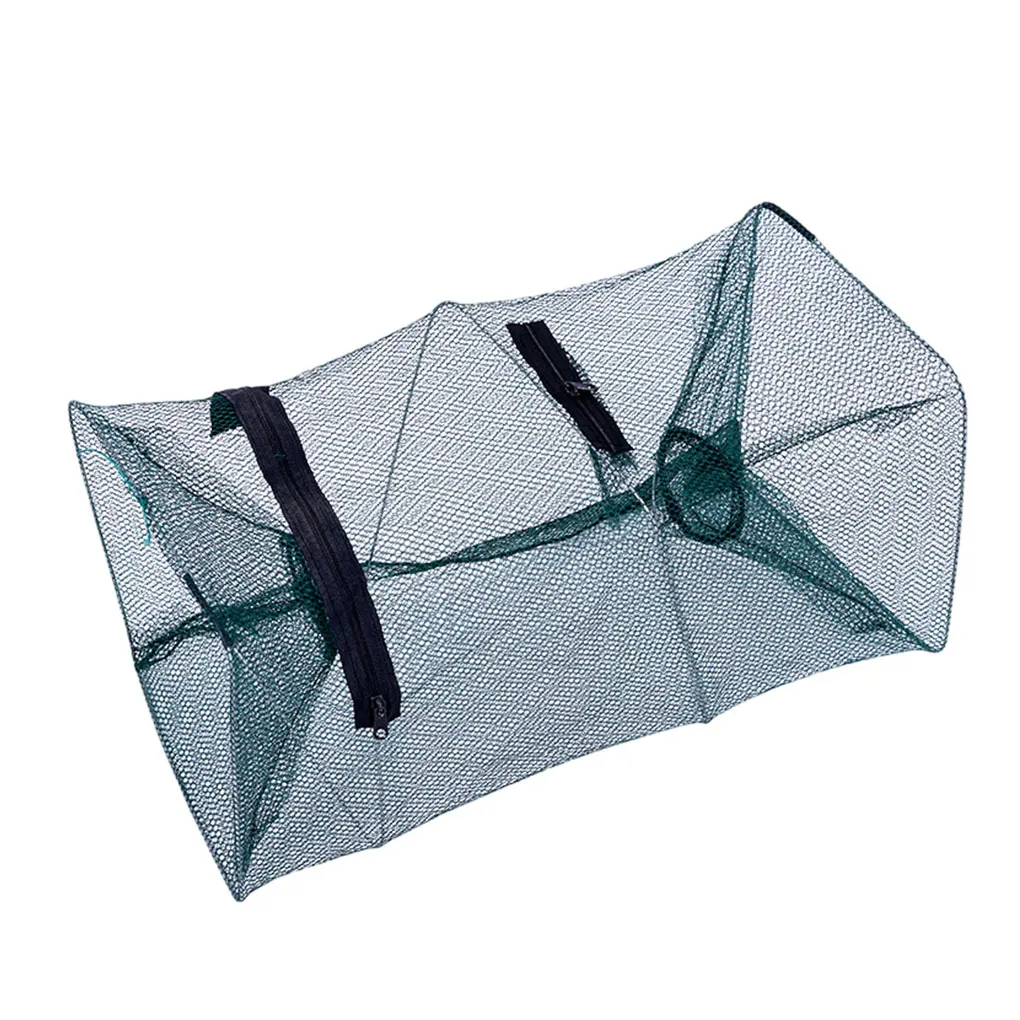 Foldable Bait Cast Mesh Fish Trap Portable Fishing Landing Net Shrimp Cage For Fishing Crabs Crawfish Nylon Net