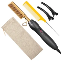 Hot Comb Hair Straightener Heat Pressing Combs Portable Ceramic Curling Iron for Hair Beard Wigs Wet and Dry Hair Styling Tools 1