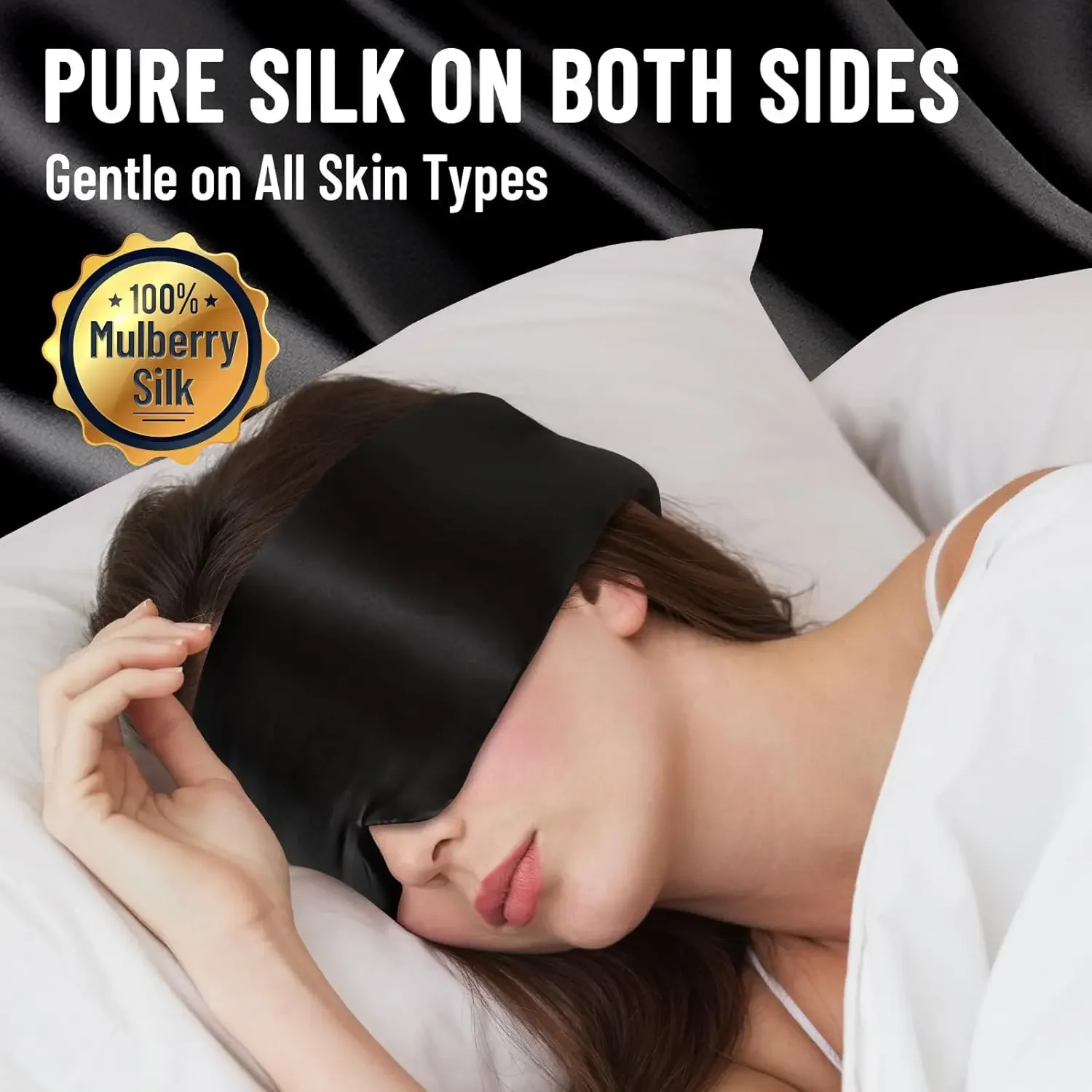 Luxurious Silk Sleep Mask - Soft, Pressure-Free Eye Cover for Ultimate Comfort and Total Blackout