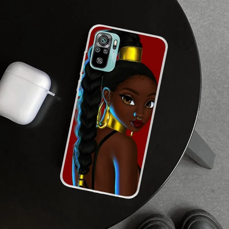 Melanin Poppin Black Girl Phone Case Cover For Xiaomi 12 11T 10 9 Redmi Note 11 10 10S Pro 9 9A 8 Transparent