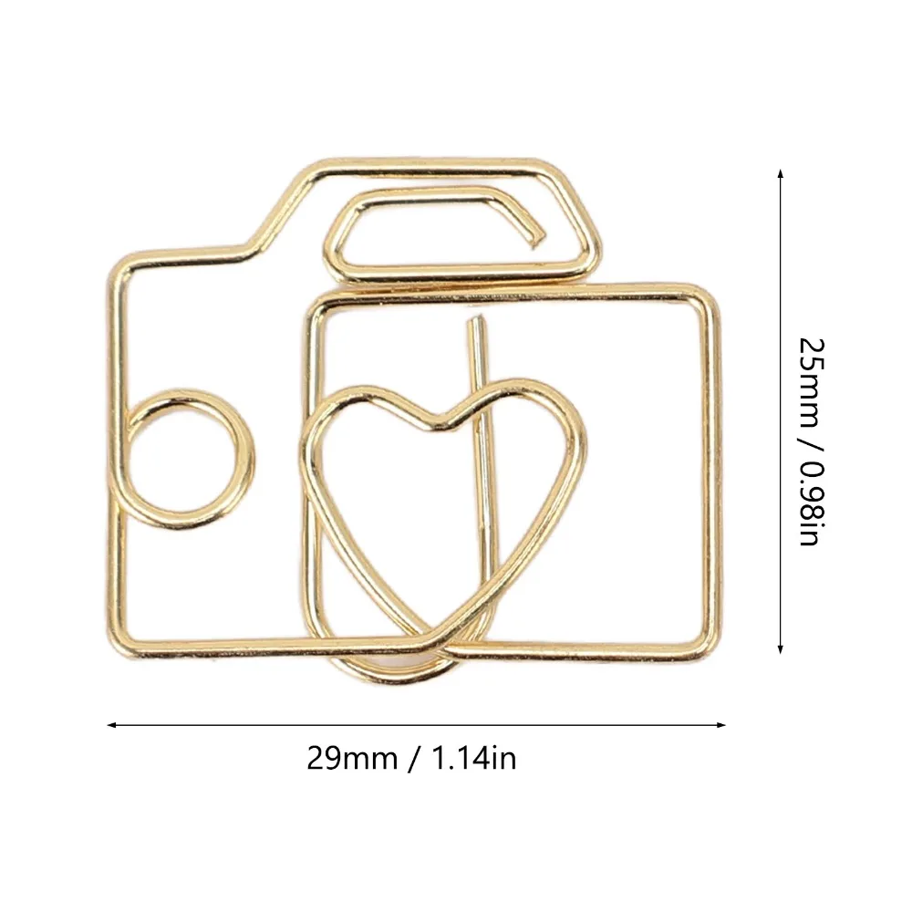 80PCS 카메라 모양의 종이 클립 골드/로즈 골드 보관 상자 포함 종이 클립 다기능 29*25mm 금속 종이 클립 사무실 홈
