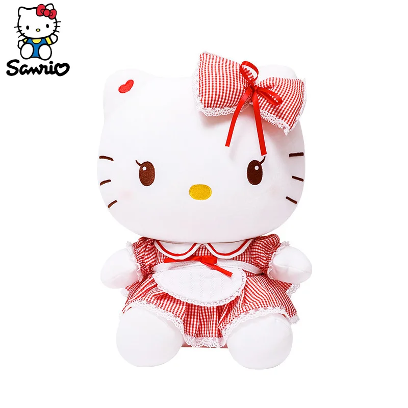 Kawaii Lolita Hello Kitty Plush Toy Anime Cute Sanrio Plushie Doll KT Cat Pillow Stuffed Animals Home Decor Children Gift Girl sanrio kawaii home slippers hello kitty plush cotton women 2022 home shoes non slip shoes foot feel comfortable friend gifts