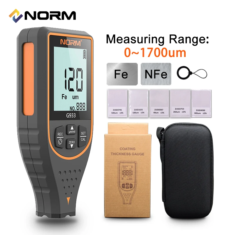 Paint Thickness Gauge 0-1700/0.1 Micron FE NFE Coating Measuring Tester Car Paint Film