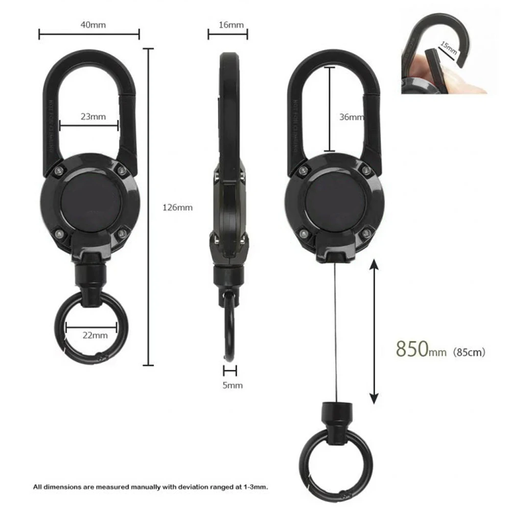 NEW Heavy Duty Retractable Pull Badges ID Reel Carabiner Key Chain Buckle Key Holder Outdoor Keychain Holds Multiple Tools