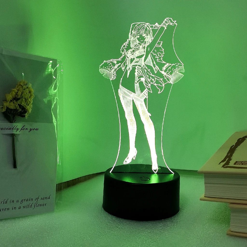 뜨거운 게임 Genshin 충격 그림 아이 방 장식을위한 Hu Tao Xiao 밤 빛 Anime 3D LED 분위기 16 색 램프 생일 선물