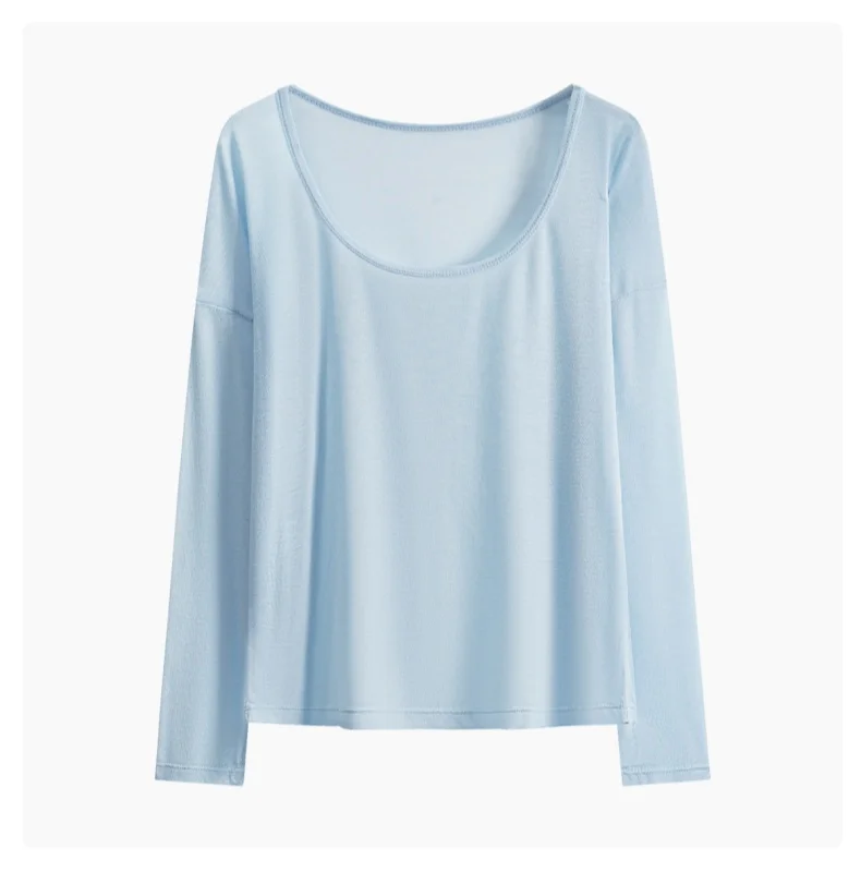 DRUR Ballett-Pilates-Yoga-Top für Damen mit tiefem U-Ausschnitt, langen Ärmeln, dünnes Workout-Shirt, Blusen, Sonnenschutz-Überzug für Damen – Detail 5