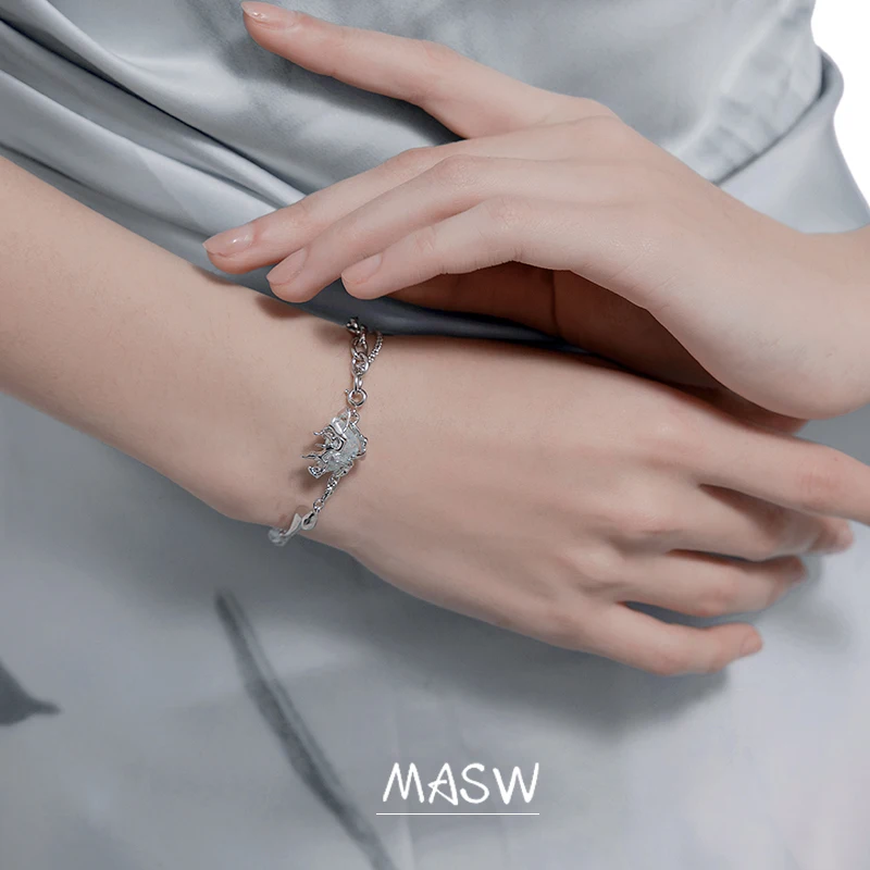 MASW Original Design Montain Series Chain Bracelet For Women High Quality Thick Silver Plated  Cool Trend Luxury Jewelry Gift