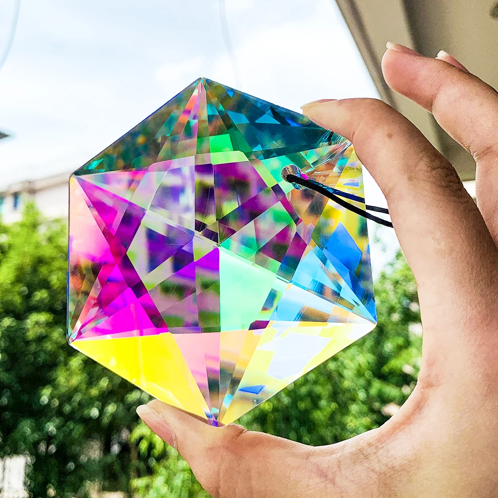 Clear Rainbow Crystal Drop Prism Sun AB-Color Window Hanging Pendant Ornament Chandelier Parts DIY Catcher Home Wedding Decor
