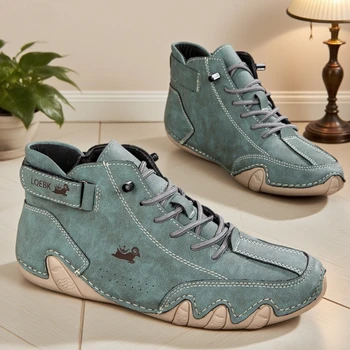 أحذية نسائية بنعل ناعم مصنوعة يدويًا من الجلد بتصميم مسطح، أحذية رياضية كاجوال مريحة للقيادة عالية الجودة 6