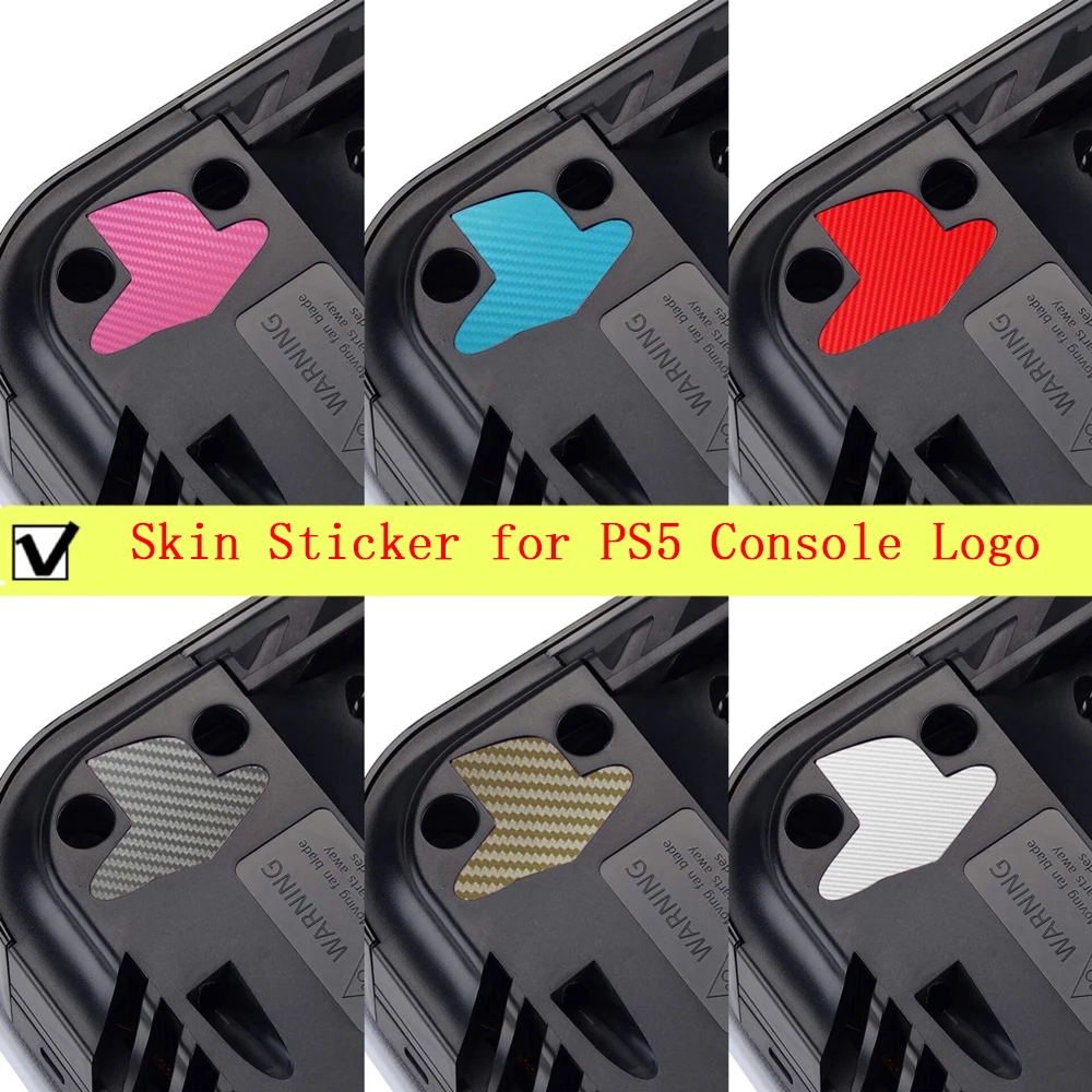 5 Pz/Lotto Carbon Skin Custom Vinyl Decal Skin Sticker Per Ps5 Console Logo Underlay Per Ps5 Disk Digital Logo Version Accessori