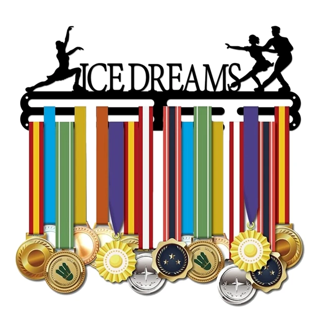 Soporte para Medallas de patinaje sobre hielo, colgador de exhibición de  hierro negro, ganchos montados en la pared, soporte para Medallas de  competición, colgante de pared de exhibición - AliExpress