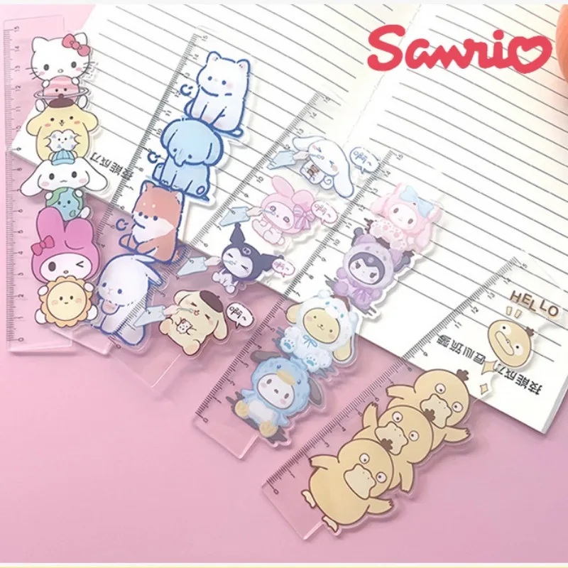 

1PCS Kawaii Sanrio Cinnamoroll Ruler Cartoon Cute Kulomi Creative Student Measurement Painting Tools Stationery Ruler Supplies