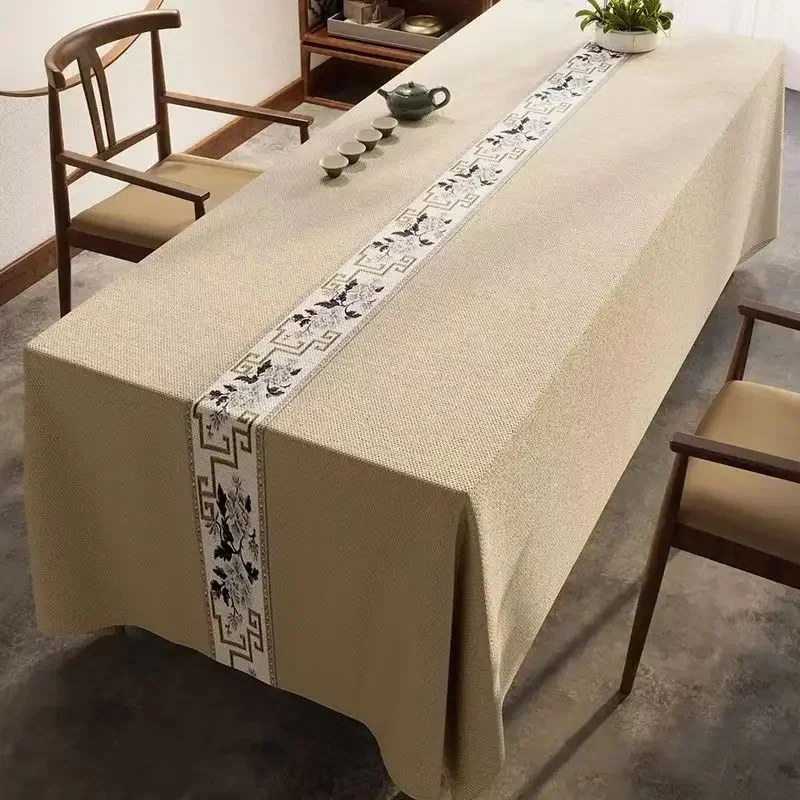 

High-end cotton and linen blended square waterproof and stain-proof disposable conference table cloth