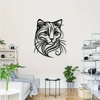 Cat Metal Wall Sculpture - Simple Charming Style | Halloween Christmas Gift for Cat Lovers, Pet Shop & Home Decor 1