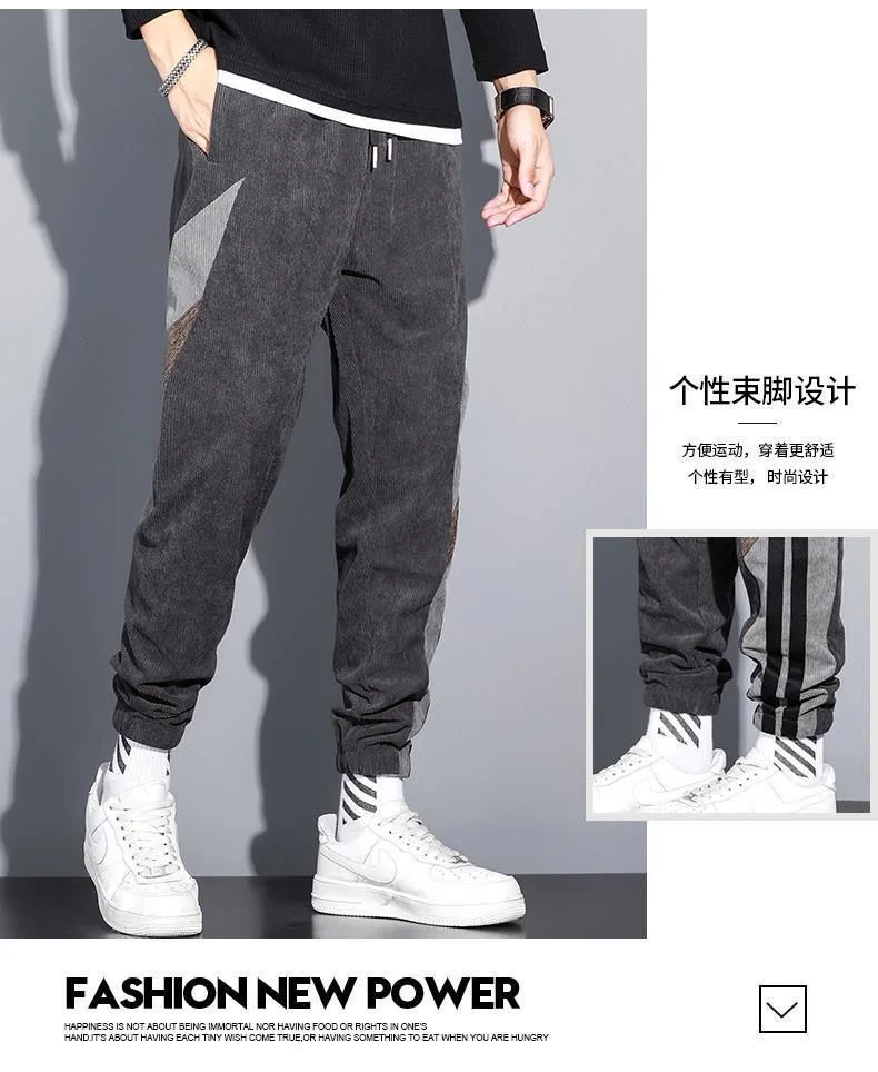 The new Korean version of the spring 2022 trend, nine minute trousers, men's loose-fitting campaign, popular logo casual trouser combat trousers