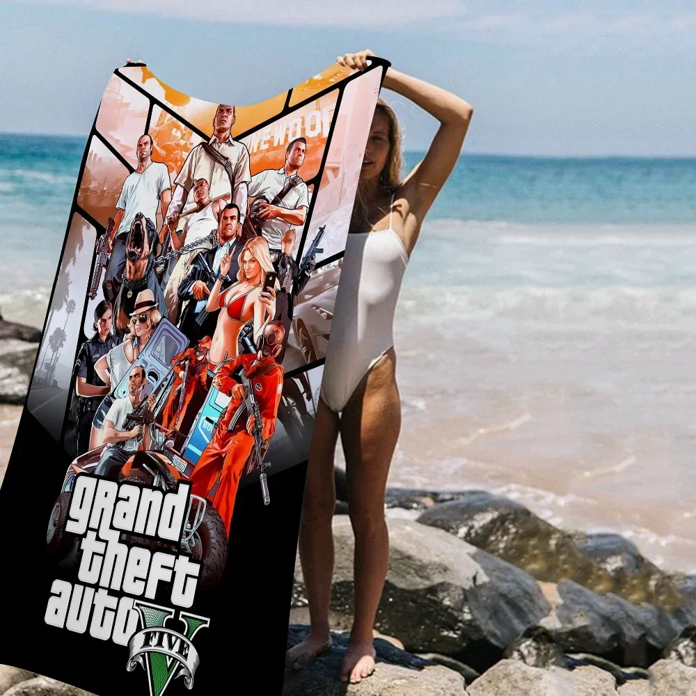 G-GTA 5 G-Grand Theft A-Auto Video Game Microfiber Beach Towel Quick Dry Soft Yoga Swimming Resort Mountain Climbing Towel 4