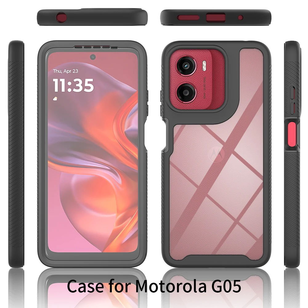 Shockproof Clear Case with Built-in Screen Protector - Full Body Rugged Defender Cover