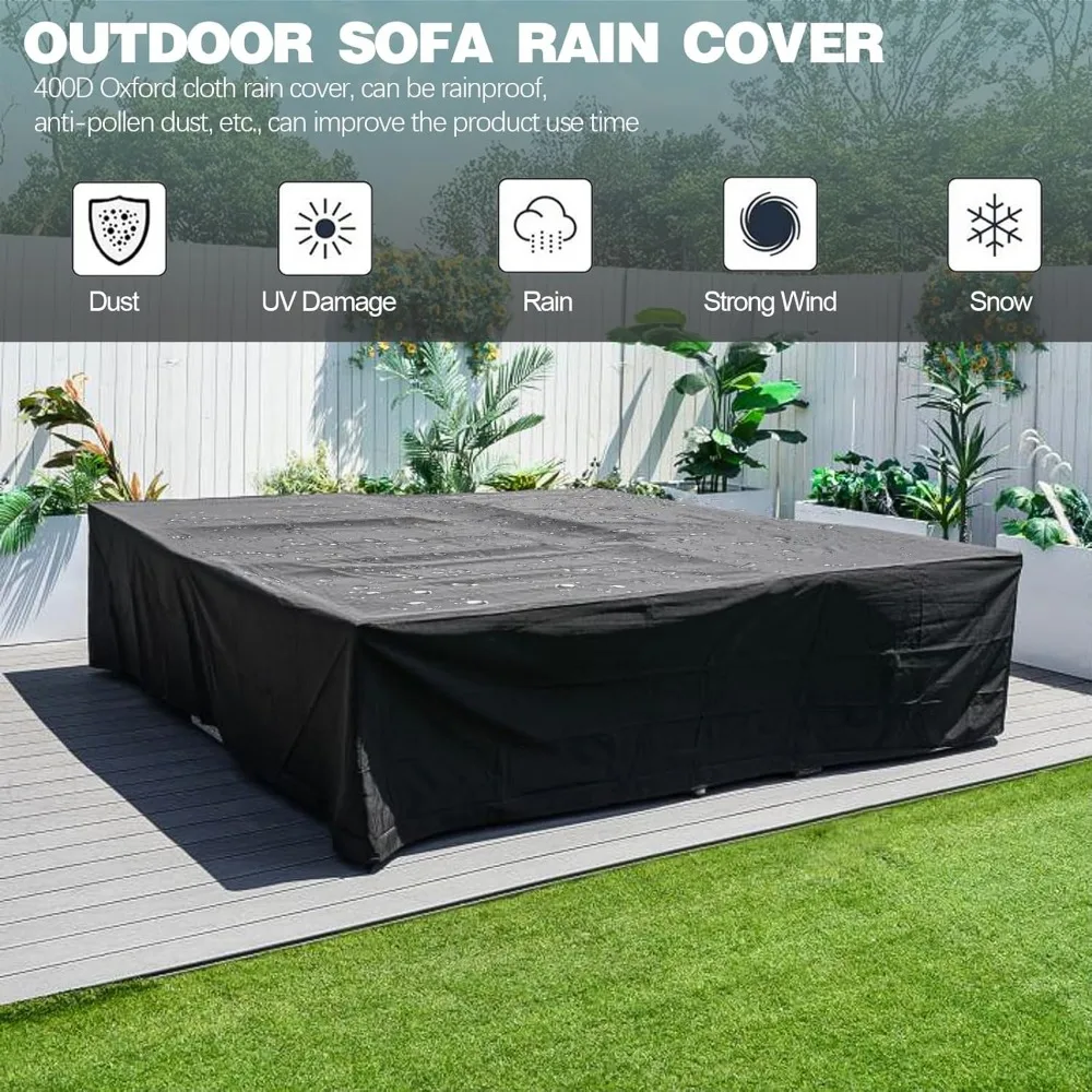 Outdoor Patio Sectional Furniture Set with Ottomans, Wicker Patio Furniture Conversation Sets Sofa for Backyard Garden 6