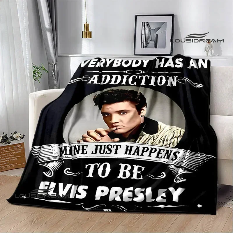 E-Elvis Presley Retro print blanket blankets for beds Picnic blankets Flange blanket Soft and comfortable blanket birthday gift 3