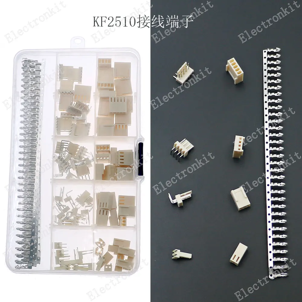 280pcs KF2510-2p 3p 4P 5pin 2.54mm Pitch Housing Pin Header Right Angle Terminal Connectors Adaptor Assortment Mixde Box Kit