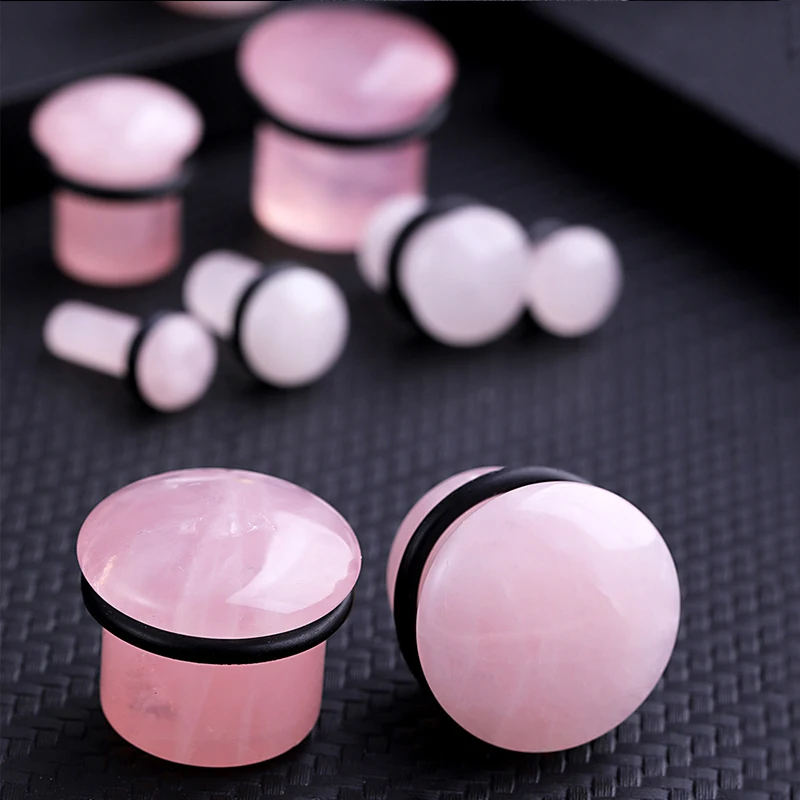 2pcs Organic Stone Ear Plugs Tunnels Single Flare Piercings Oreja Earrings Gauges Round Helix Lobe Labret Stretcher Body Jewelry