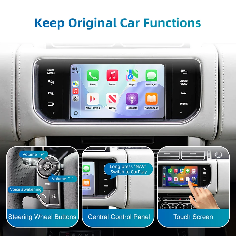 EZoneTronics Adattatore CarPlay Wireless E Android Auto Per Land Rover E Jaguar 2016-2019 – Plug & Play Con SWC, GPS E Siri