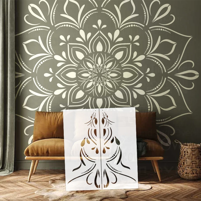 100cm Huge Giant Mandala Indian Arabic Ethnic Round Pochoirs Pochoirs Modèle De Mandala