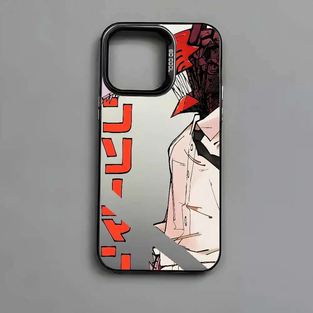 Anime Chainsaw Man Multicolor Matte Laser Metallic Aurora Phone Case