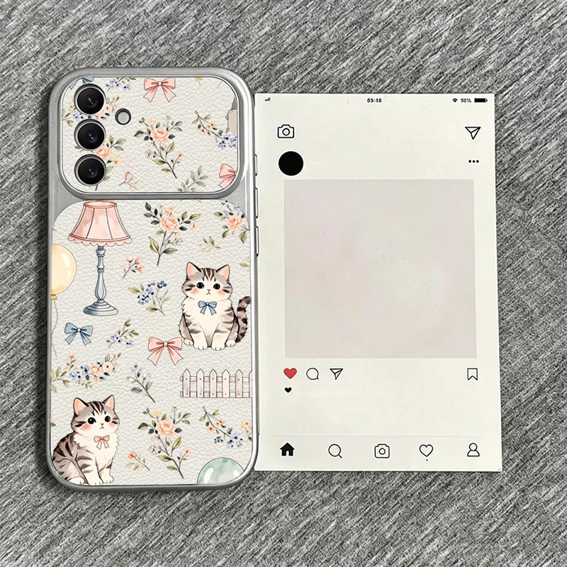 Floral Cat Design Soft Phone Case Cover