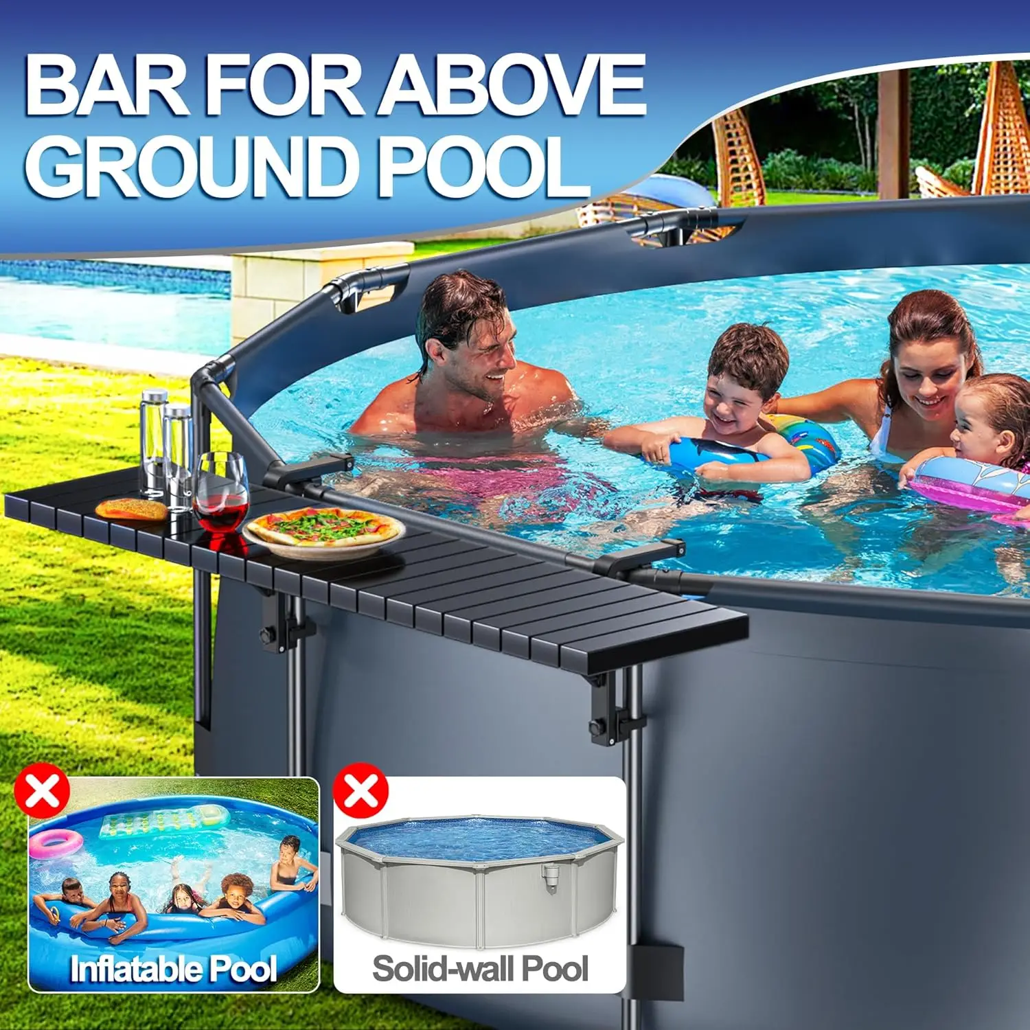 Pool Bar, Hyperzoo Above Ground Pool Side Bar Swim Up Bar, Heavy