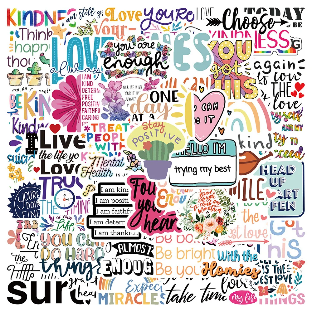 

10/30/50PCS Inspirational English Phrases Stickers Graffiti Decals Waterproof Motorcycle Luggage Guitar Skateboard Kid Sticker
