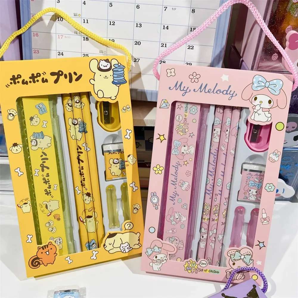 Kawaii Sanrio Stationery Set Pencil Eraser Ruler My Melody Kuromi